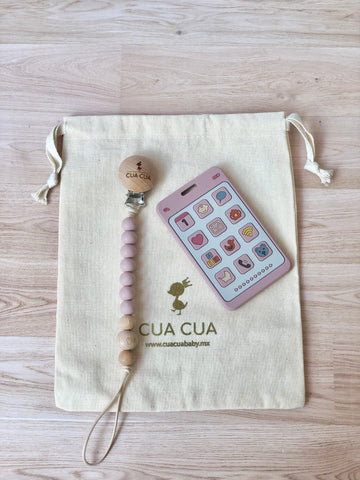Gift bag “celular” tonos rosas