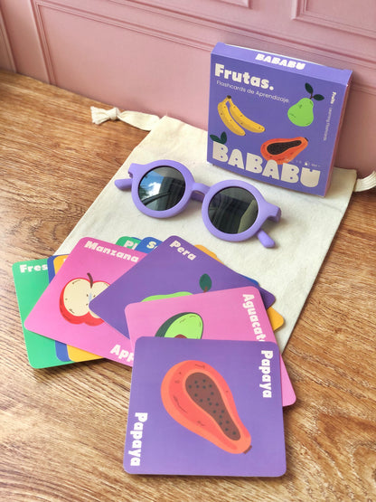 Gift bag de lentes + flaschcards tonos morado