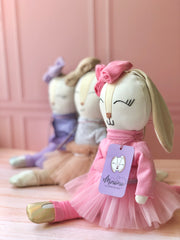 Coneja bailarina con tutu rosa y moño (35 cm)
