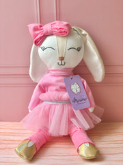 Coneja bailarina con tutu rosa y moño (35 cm)