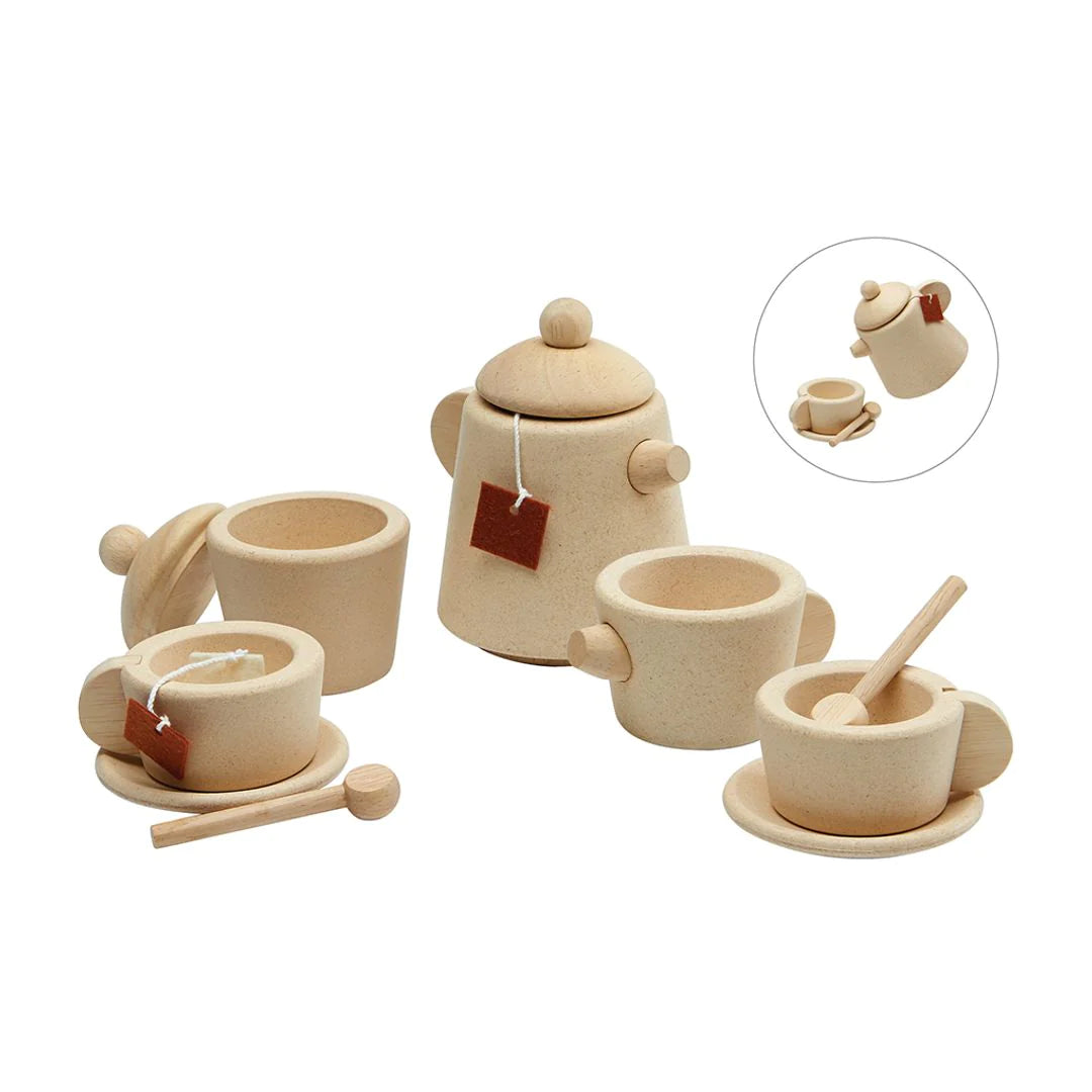 "Set de té de madera"