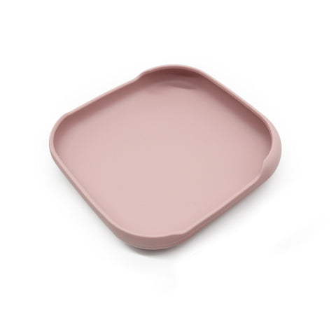 Plato plano de silicón con borde color rosa claro