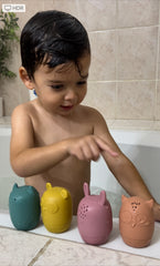 Juguetes para agua baño hechos de silicón (Conejo, búho, gato, panda)